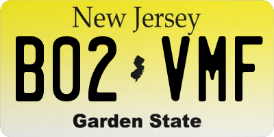 NJ license plate B02VMF