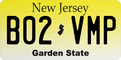 NJ license plate B02VMP
