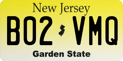 NJ license plate B02VMQ