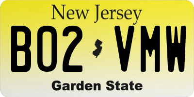 NJ license plate B02VMW