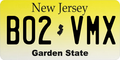 NJ license plate B02VMX