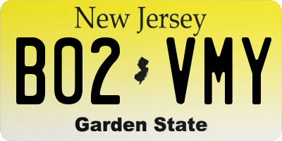 NJ license plate B02VMY