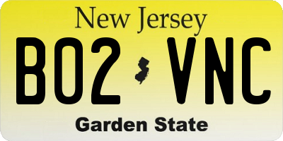NJ license plate B02VNC