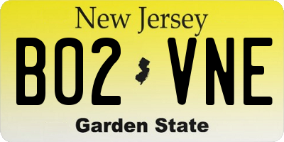 NJ license plate B02VNE