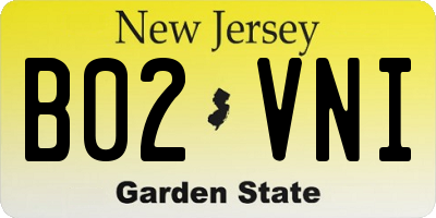 NJ license plate B02VNI