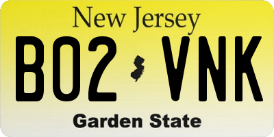 NJ license plate B02VNK