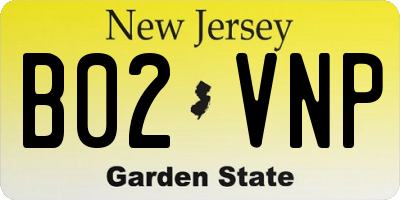 NJ license plate B02VNP