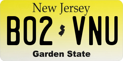 NJ license plate B02VNU