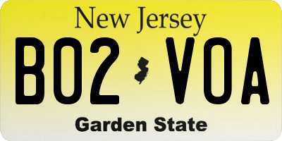NJ license plate B02VOA