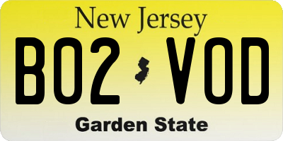 NJ license plate B02VOD