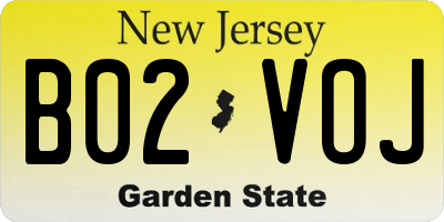 NJ license plate B02VOJ