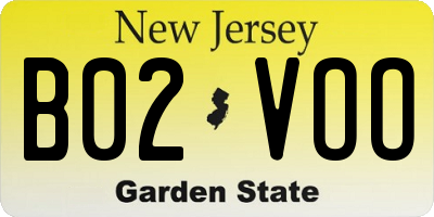 NJ license plate B02VOO