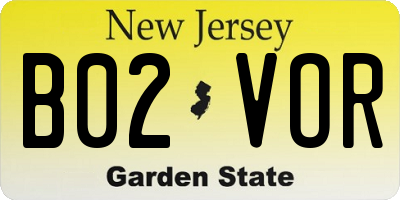 NJ license plate B02VOR