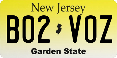 NJ license plate B02VOZ