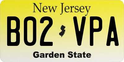NJ license plate B02VPA