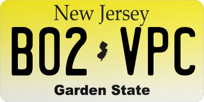 NJ license plate B02VPC