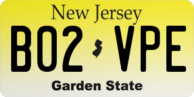NJ license plate B02VPE
