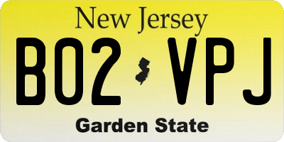 NJ license plate B02VPJ