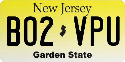 NJ license plate B02VPU