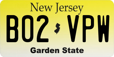 NJ license plate B02VPW