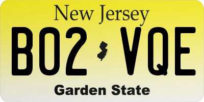 NJ license plate B02VQE