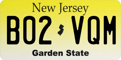 NJ license plate B02VQM