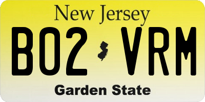 NJ license plate B02VRM