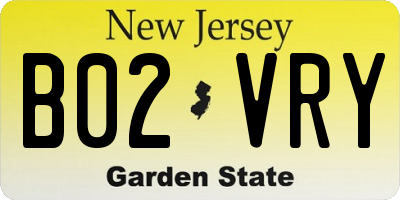 NJ license plate B02VRY