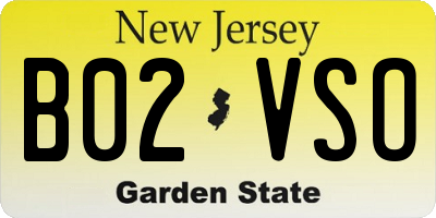 NJ license plate B02VSO