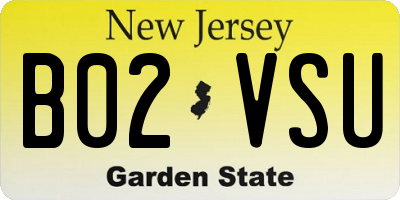 NJ license plate B02VSU