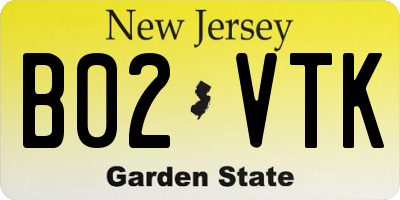 NJ license plate B02VTK