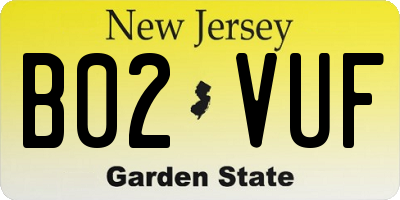 NJ license plate B02VUF