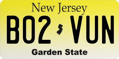NJ license plate B02VUN