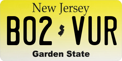 NJ license plate B02VUR