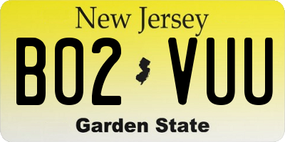 NJ license plate B02VUU