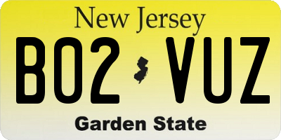 NJ license plate B02VUZ