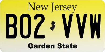 NJ license plate B02VVW