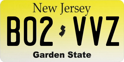 NJ license plate B02VVZ