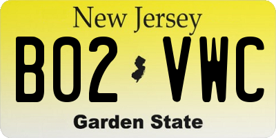 NJ license plate B02VWC