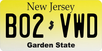 NJ license plate B02VWD