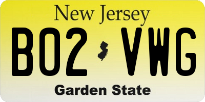 NJ license plate B02VWG