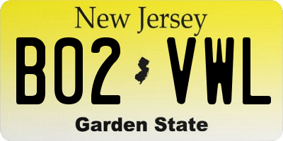 NJ license plate B02VWL