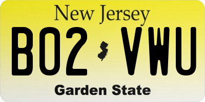 NJ license plate B02VWU