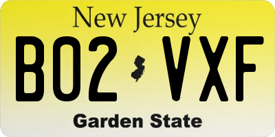 NJ license plate B02VXF
