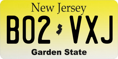 NJ license plate B02VXJ
