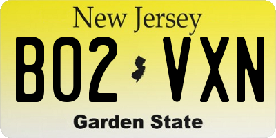 NJ license plate B02VXN