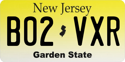 NJ license plate B02VXR