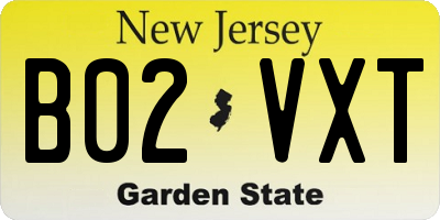 NJ license plate B02VXT