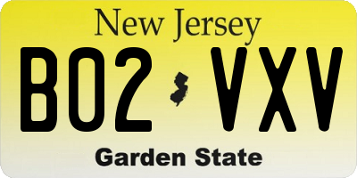 NJ license plate B02VXV