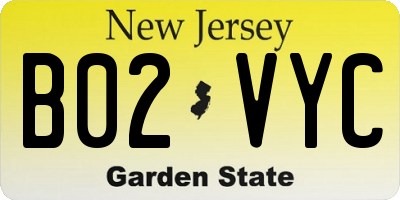 NJ license plate B02VYC